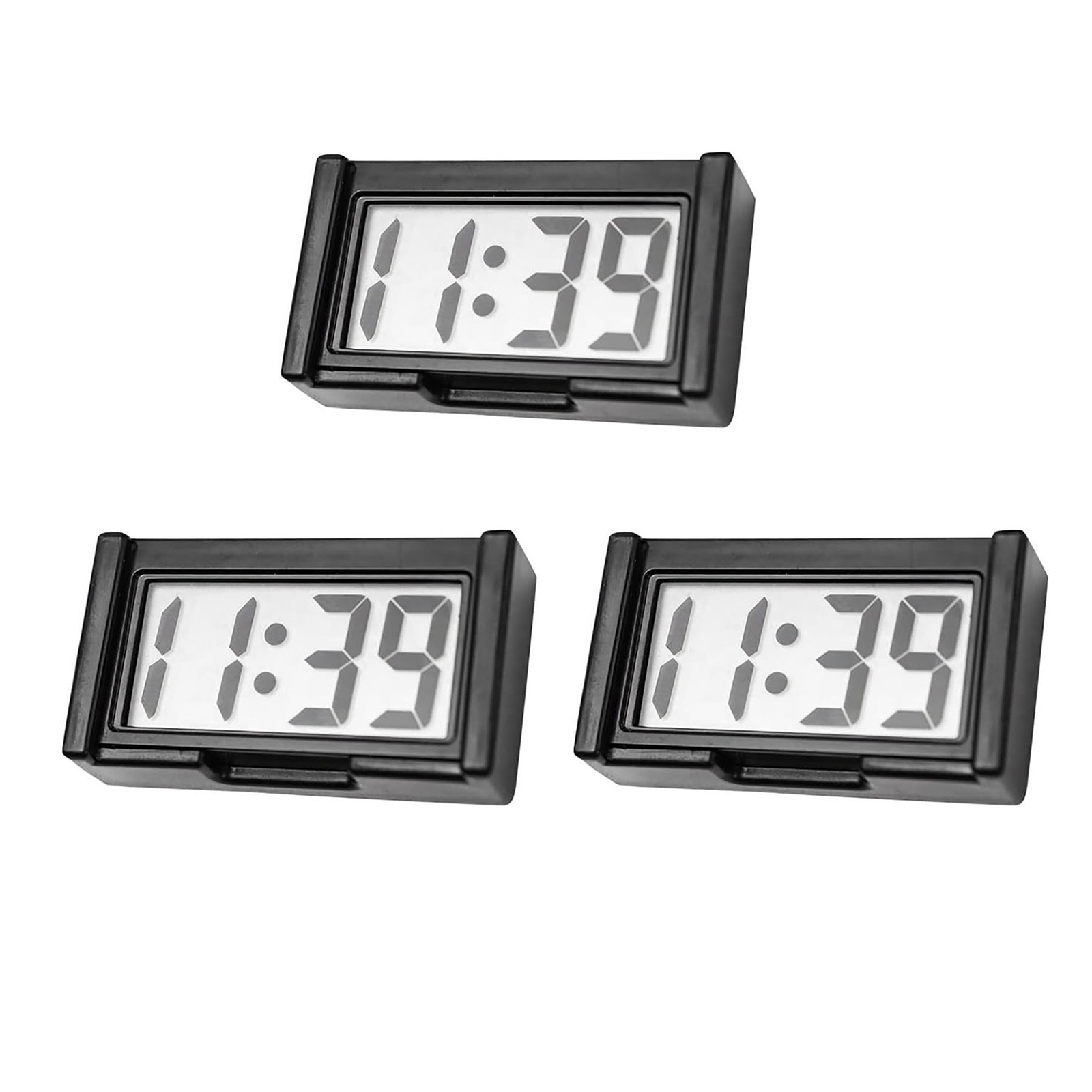 Brand New 3 Pack Small Digital Clock Mini Adhesive Stick On Battery Operated Set