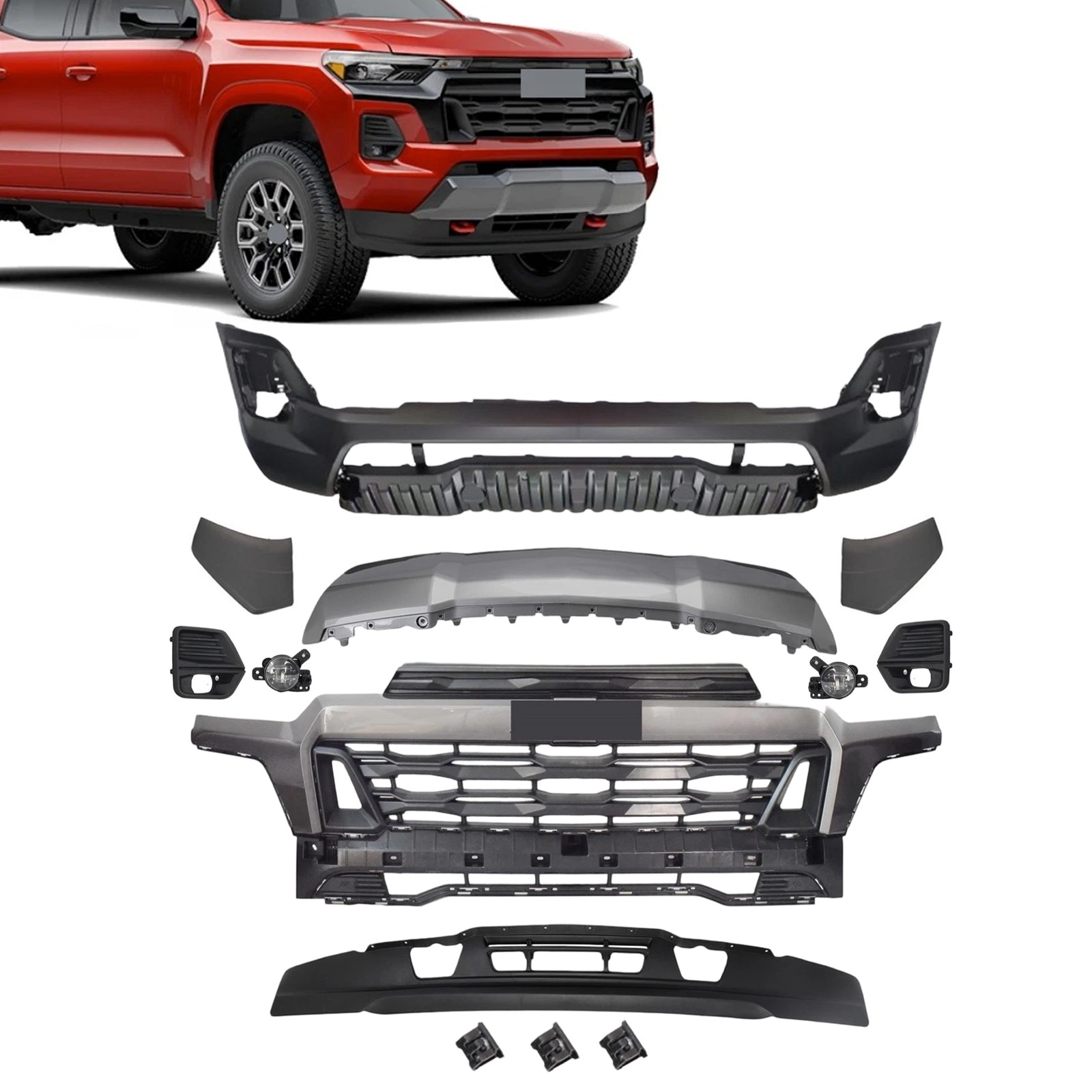 For 2023 24 25 Chevy Chevrolet Colorado Front Bumper Assembly Grille Fog Lights