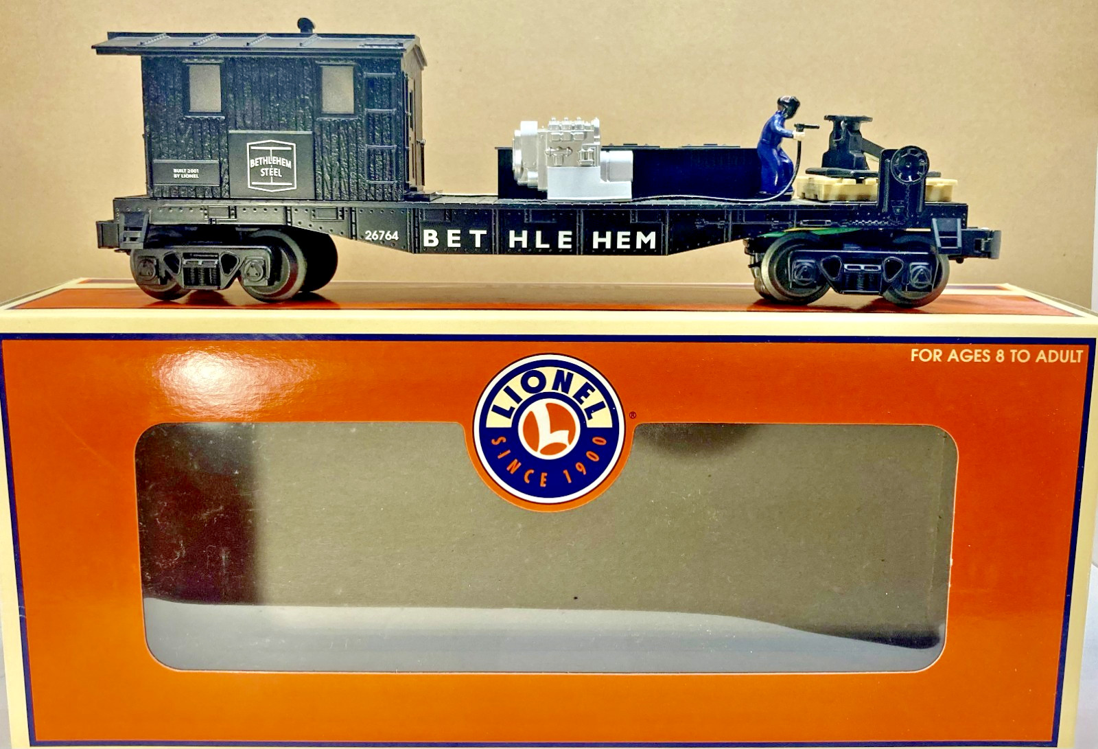 Lionel No. 26764 Bethlehem Steel Operating Welding Flat Car In Original Box D Lionel No. 26764 Bethlehem Steel Operating Welding Flat Car In Original Box D
