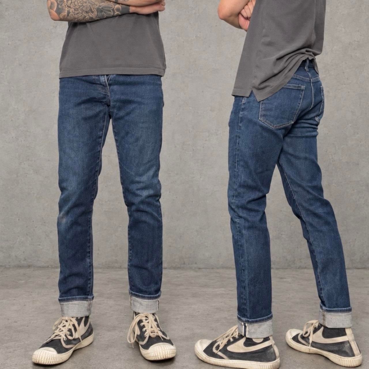 Uniqlo Kaihara Stretch Selvedge Slim Fit Jeans Dark Indigo Blue 32x32 Uniqlo Kaihara Stretch Selvedge Slim Fit Jeans Dark Indigo Blue 32x32