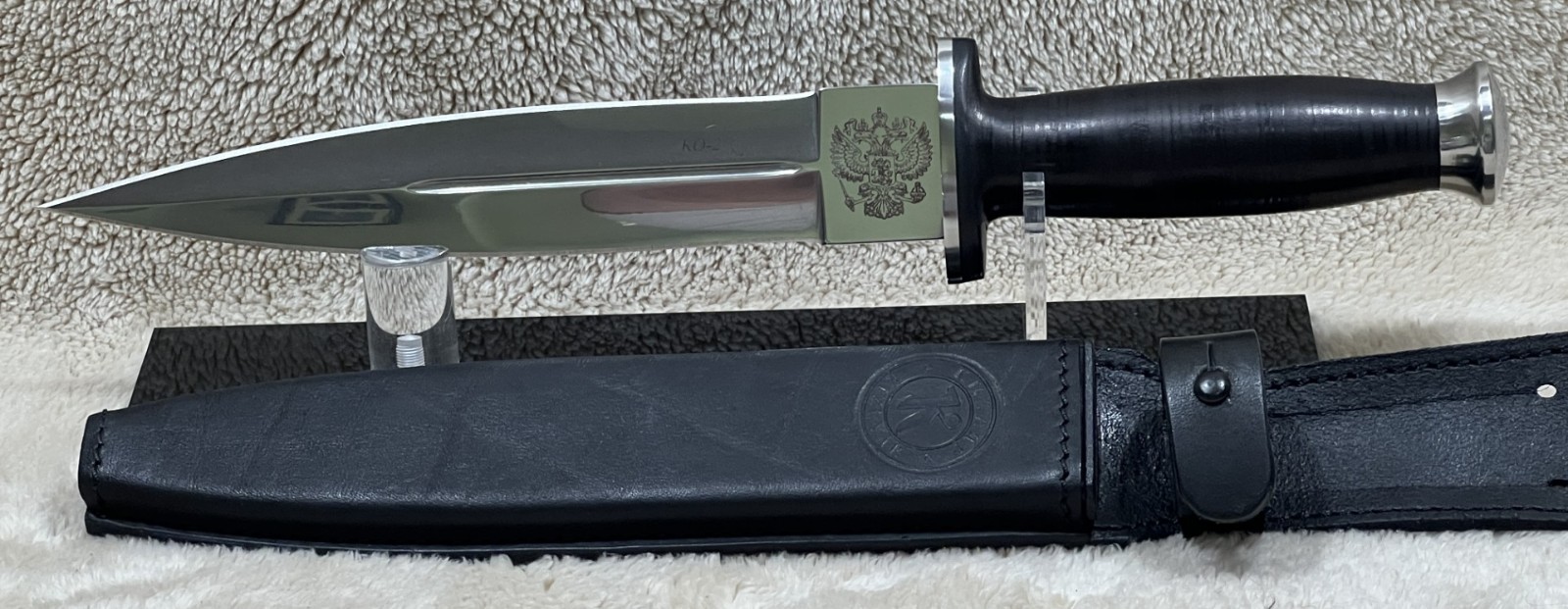 Russian Knife Kizlyar Military Tactical KO-2 Patriot Coat of Arms Russia AUS-8