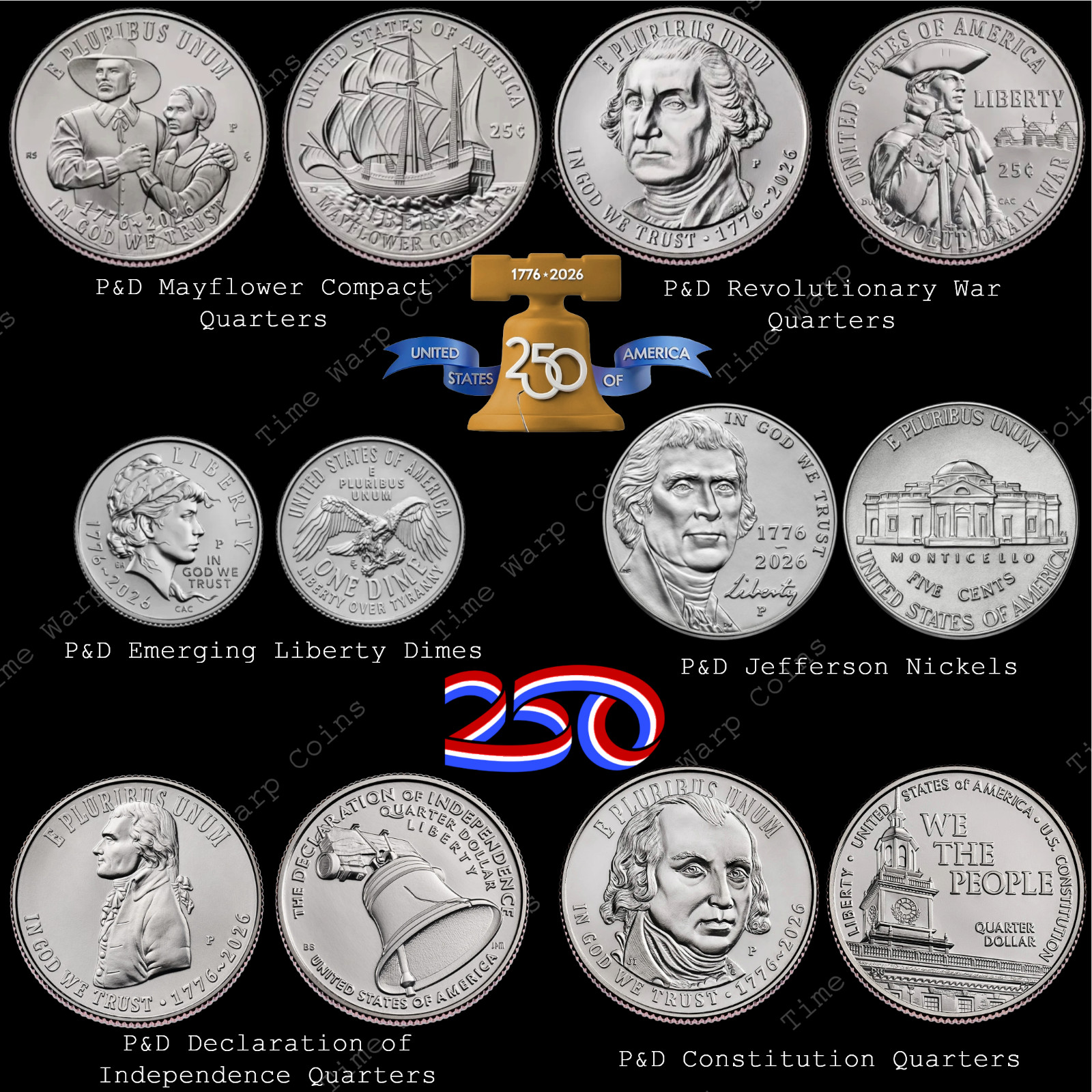 2026 P&D BU SemiQ All Released Quarters - Dimes - Nickels 12 Coins in Capsules