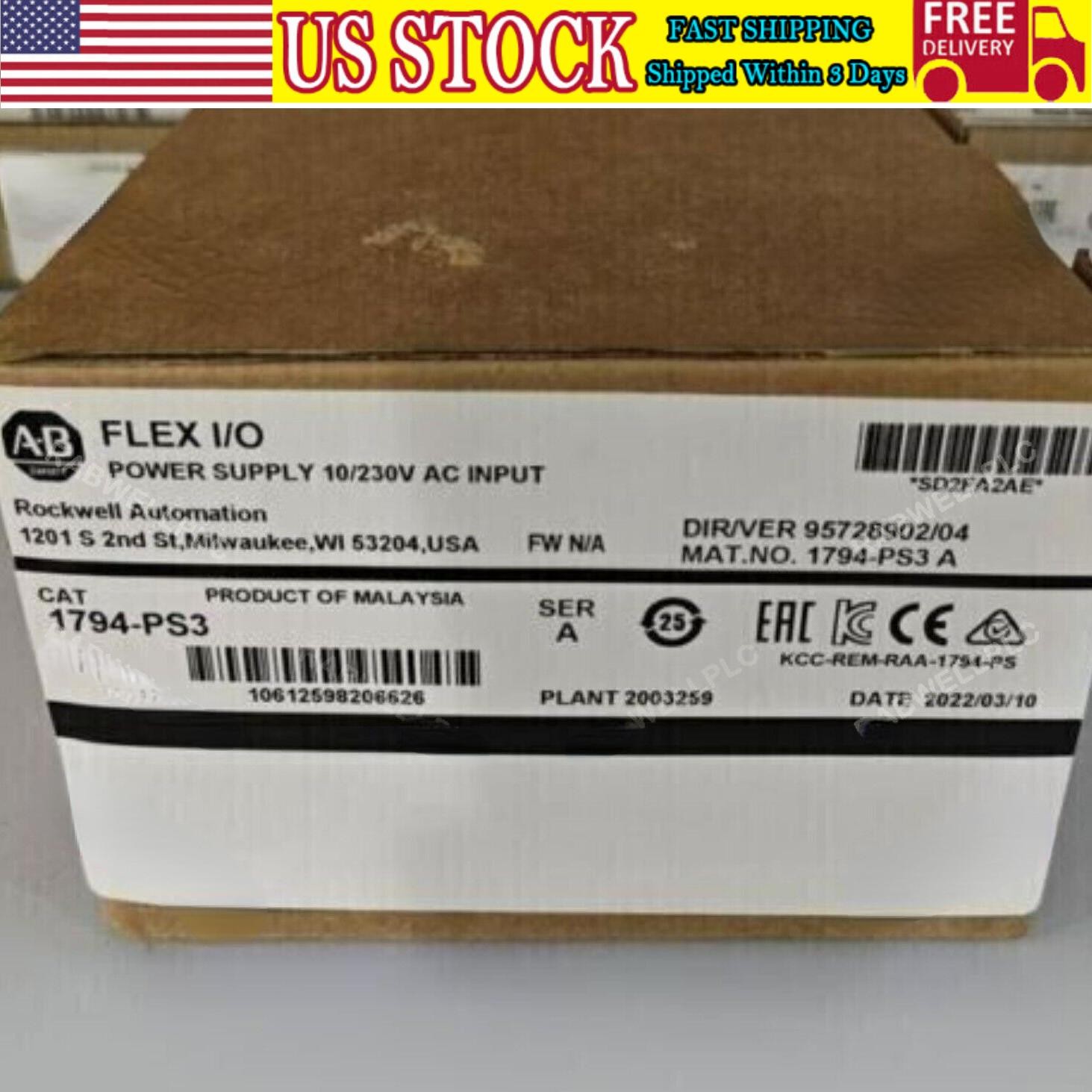 New Factory Sealed AB 1794-PS3 FLEX I/O Ser A 24V-DC Power Supply Module 1794PS3