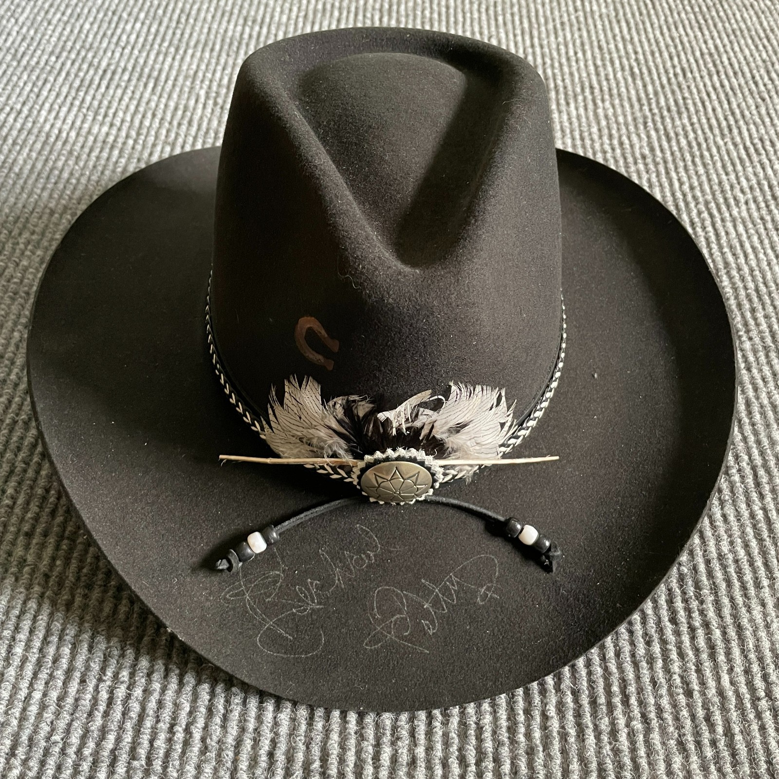 Vintage Richard Petty Autographed Charlie 1 Horse 7 3/8 - 3 1/2 Cowboy Hat