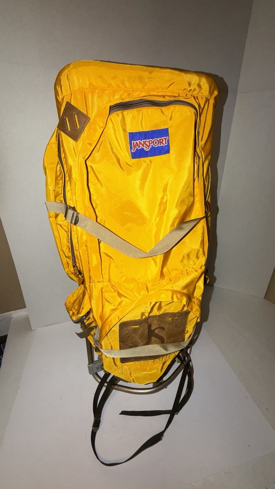 Vintage 1970's JanSport External Frame Hiking Backpack  Made in USA Large Gold