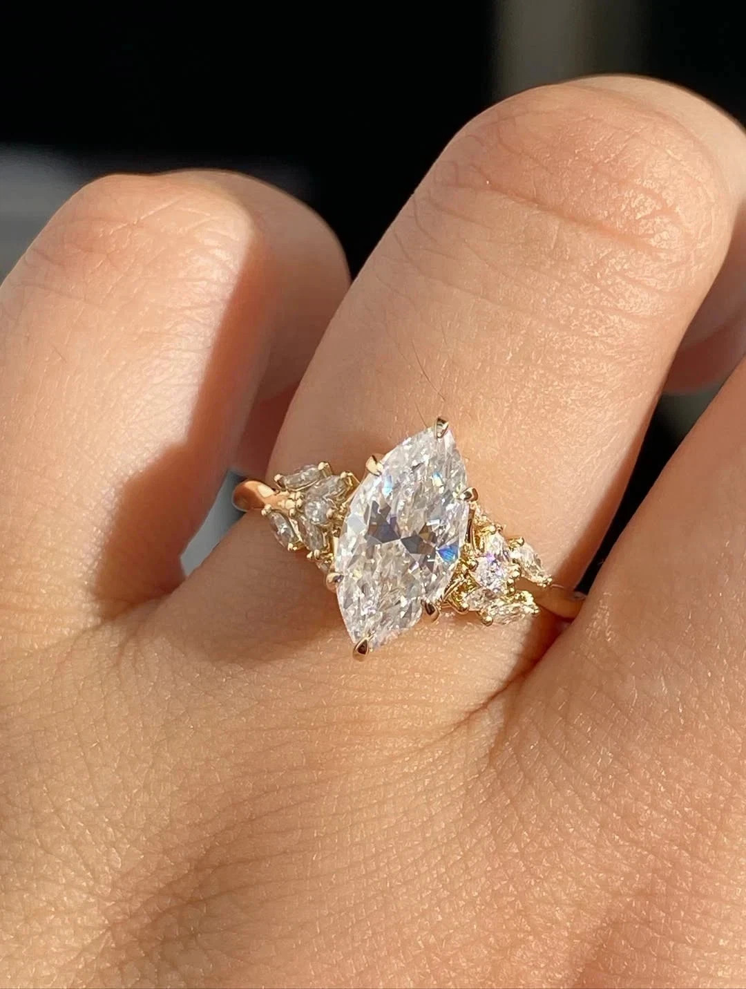 Premium 4.40 Ct Marquise Cut Lab-Grown Diamond Anniversary Ring 14k Yellow Gold