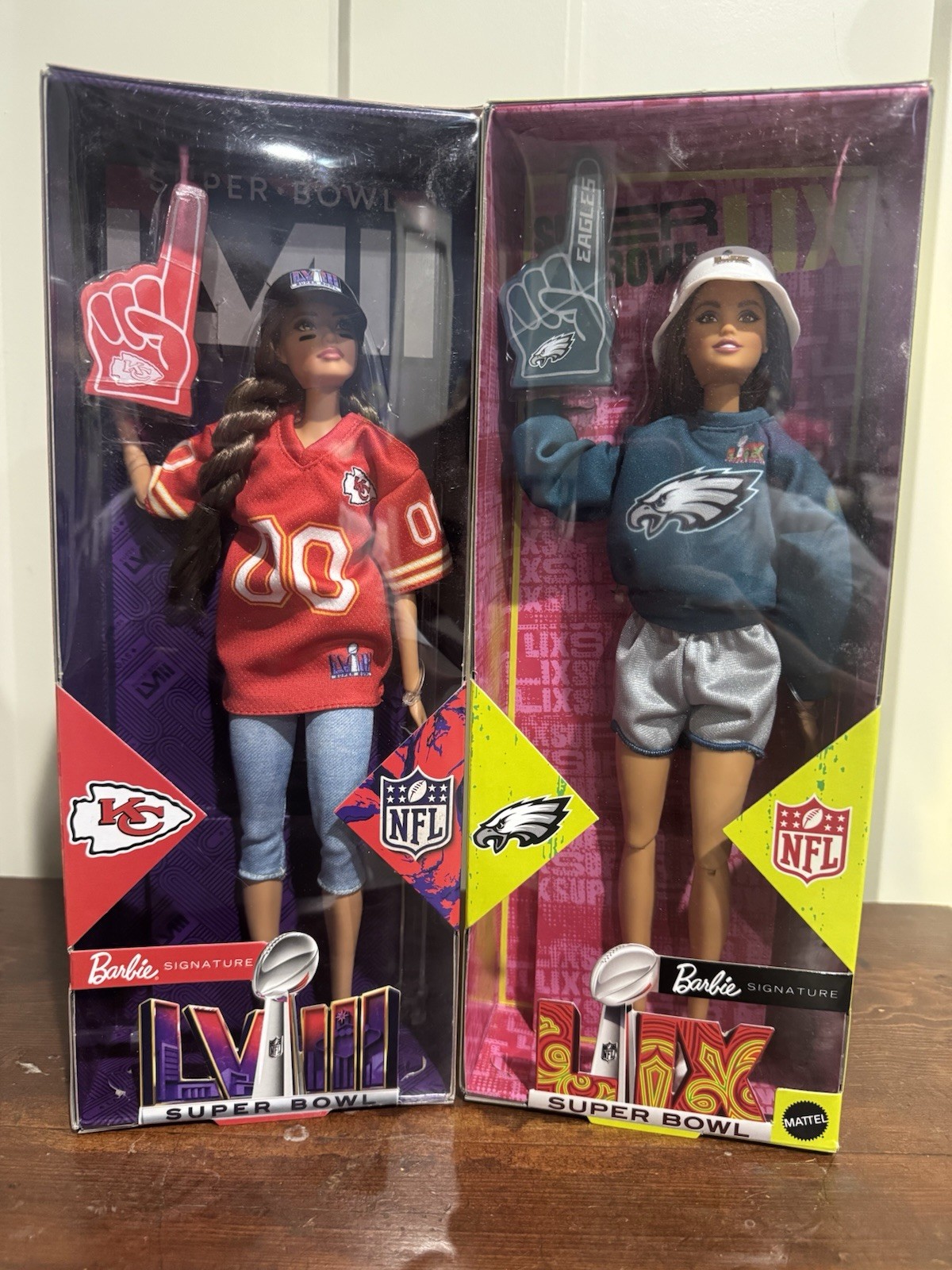 Barbie Signature Mattel Super Bowl LVIII NFL Dolls Chiefs & Eagles Set