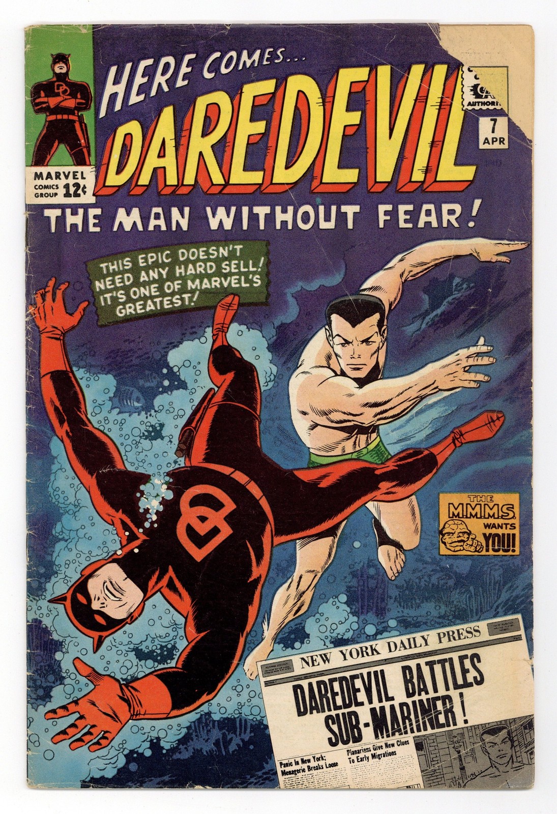 Daredevil #7 GD- 1.8 1965 1st app. Daredevil's red costume