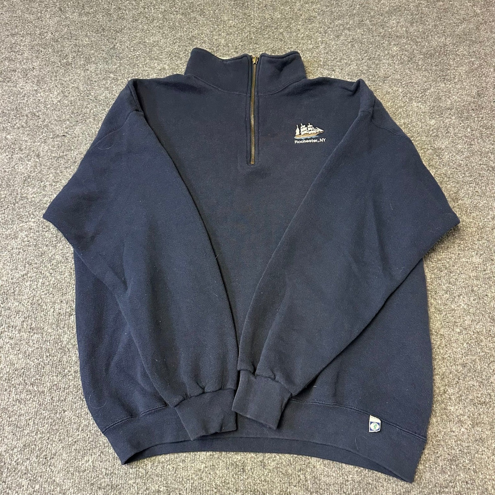 Jerzees Sweatshirt Mens Size XL Navy Blue Rochester NY Ship Quarter Zip Pullover