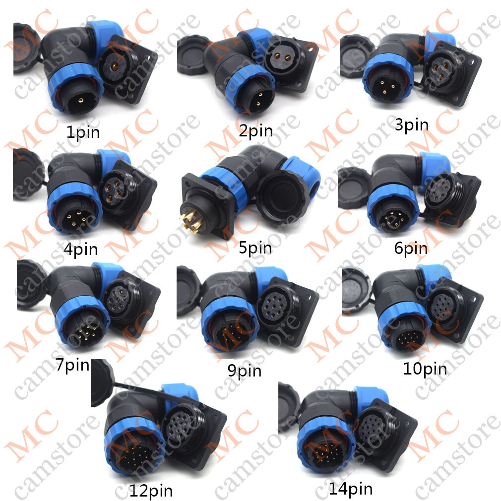 SD20 1~14Pin Panel Mount Waterproof Plug Socket ,Electrical Wire Cable Connector