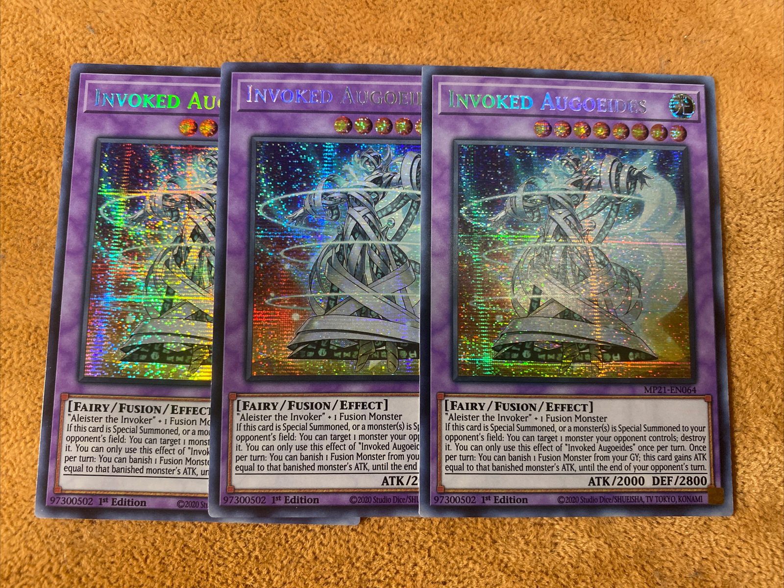 3x Yugioh Invoked Augoeides Prismatic Secret MP21-EN064 1st Ed Near Mint Playset 3x Yugioh Invoked Augoeides Prismatic Secret MP21-EN064 1st Ed Near Mint Playset