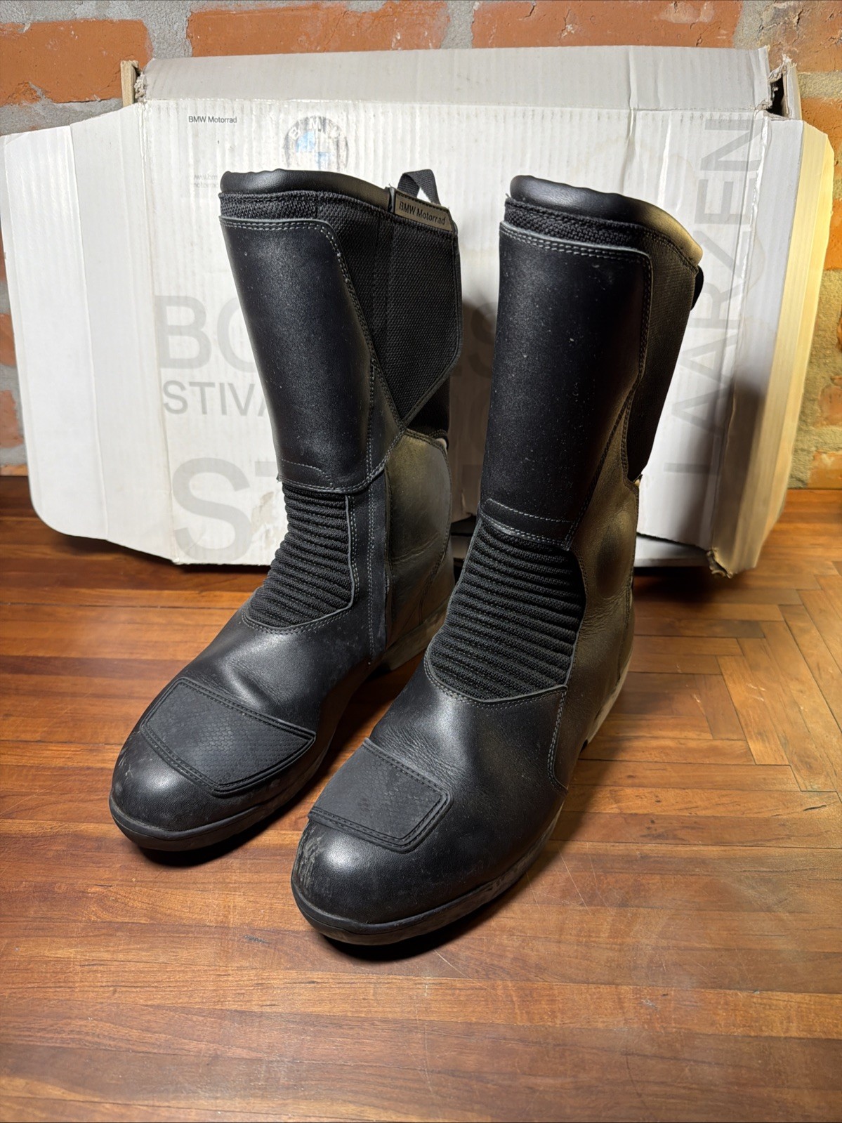 BMW Gore Tex Mid Calf 2 Buckle Moto Boots, Allaround Italy, Size 43 19 Z