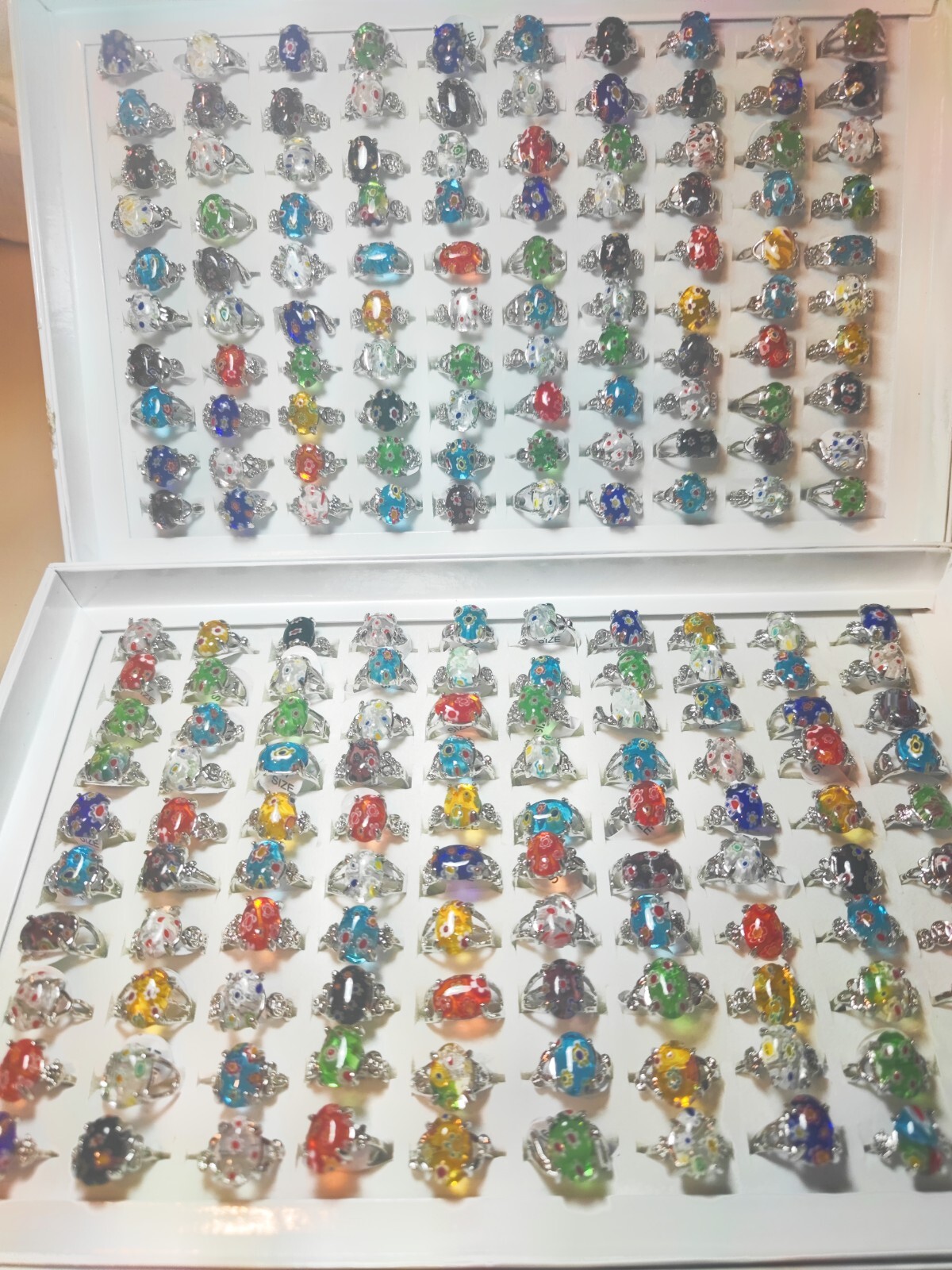 100pcs Women Lady\'s Jewelry Wholesale Mixed Lots Ring Glass Natural Stone Rings