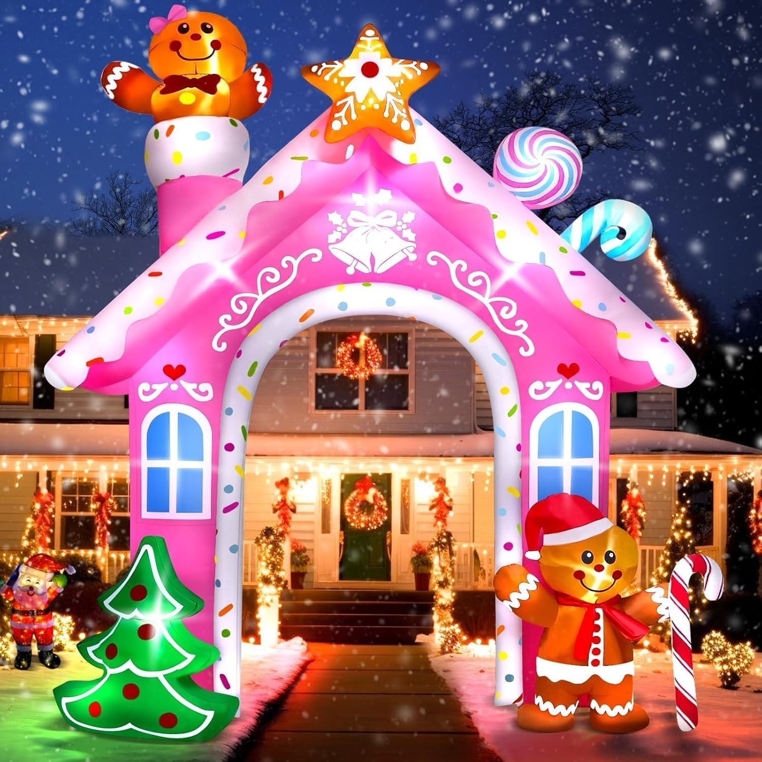 Kalolary 12FT Christmas Inflatable Arch Gingerbread Man Archway Kalolary 12FT Christmas Inflatable Arch Gingerbread Man Archway