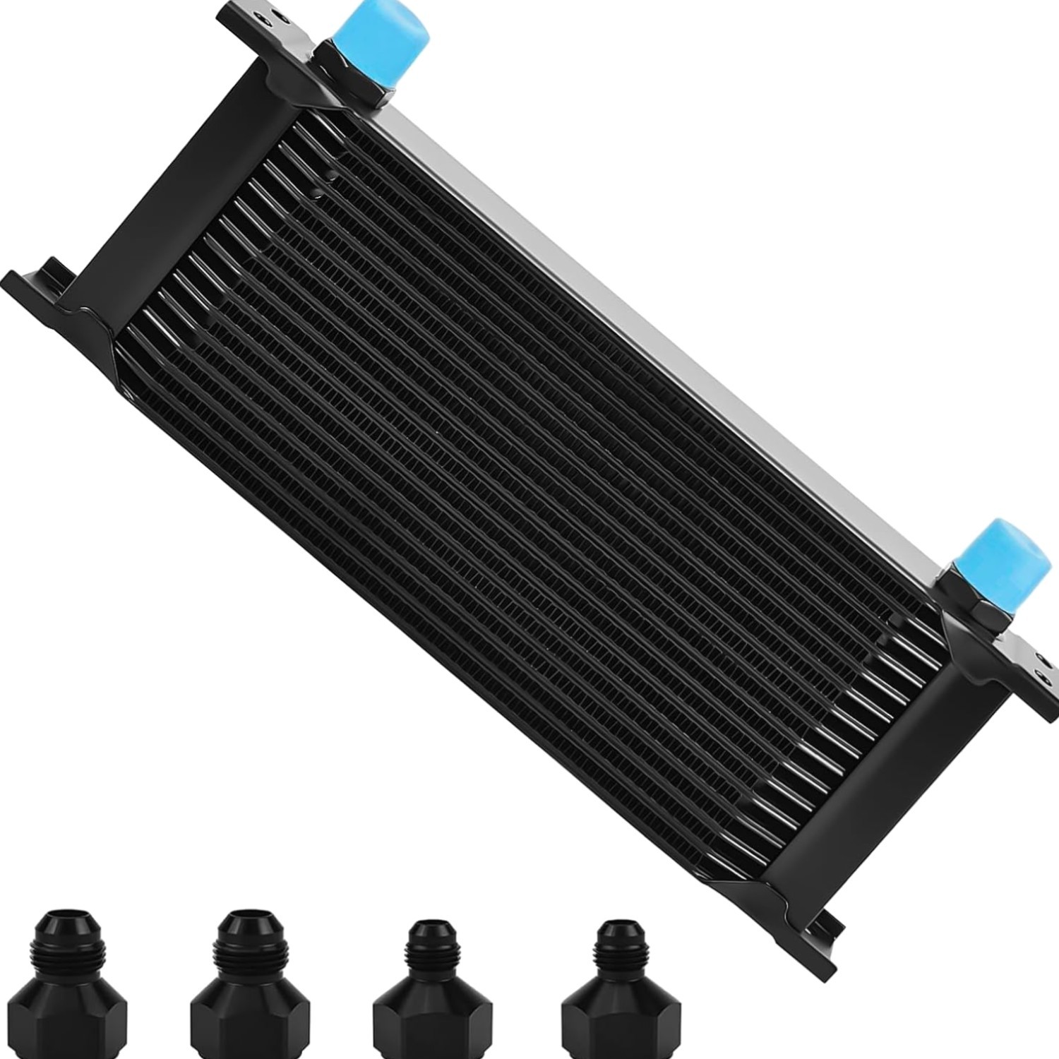 16 Row AN10 10AN Transmission Oil Cooler Kit Stacked Plate With 6AN 8AN Adapt...
