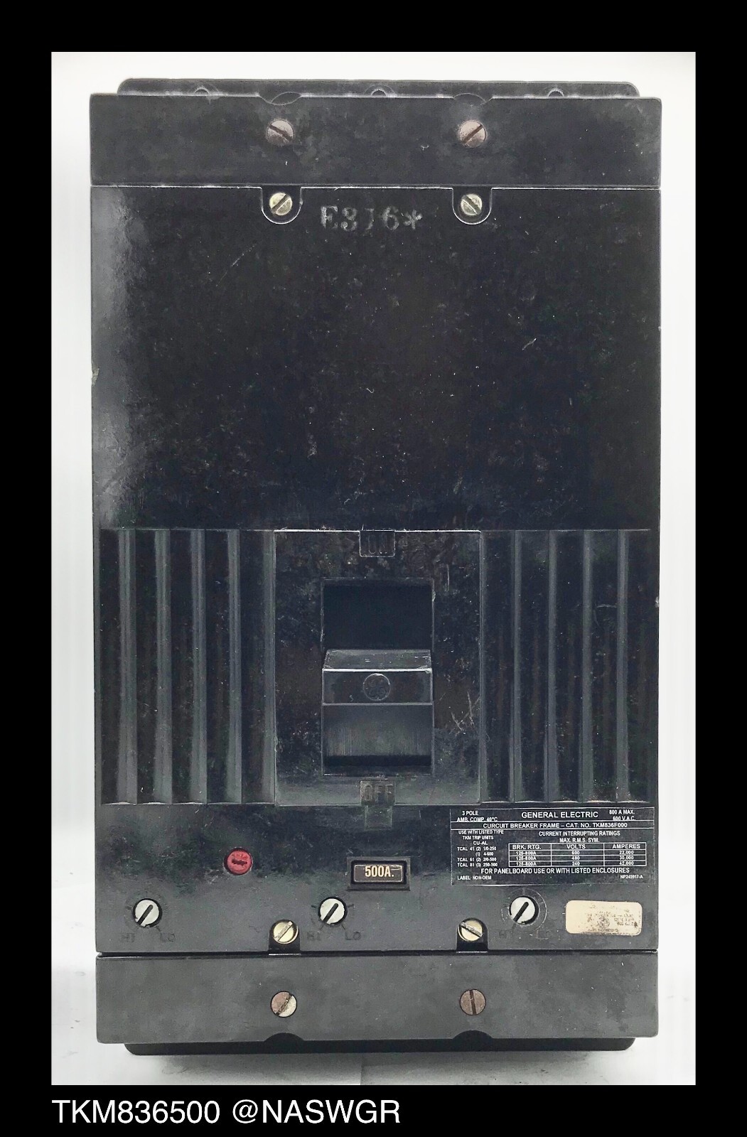 GE TKM836500 Molded Case Circuit Breaker - 500 Amp - Tested/1Yr Warranty