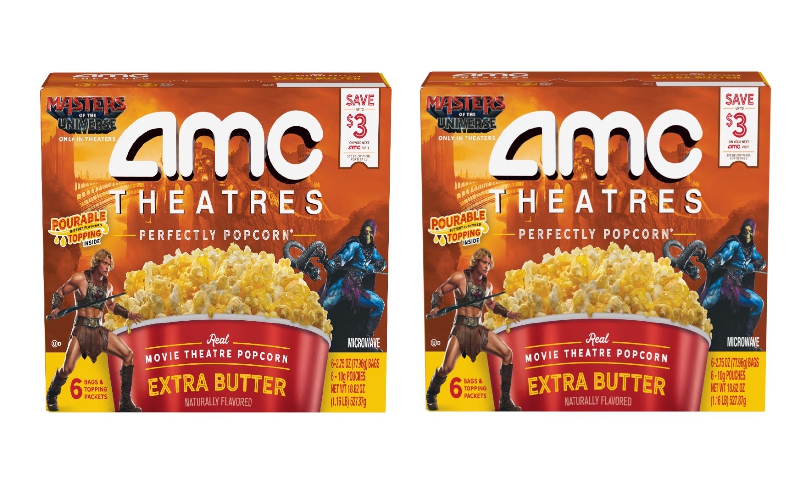 AMC Theatres Microwave Popcorn 6ct, Extra Butter Pack of 2