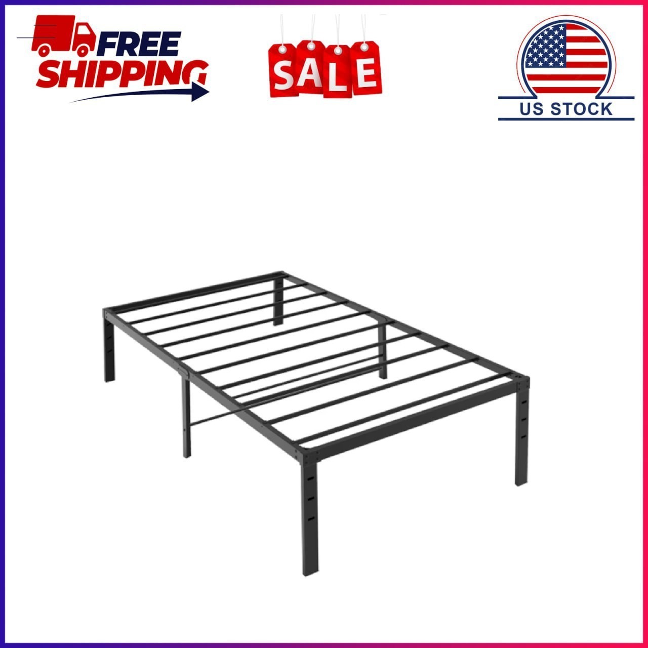 Alvantor Twin Size Simple Basic Platform Metal Bed Frame - 14 Inch Bed Height