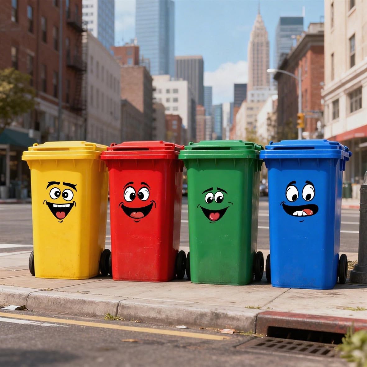 4 Pcs Funny Trash Garbage Can Stickers-Cute Toilet Lid Decal,Adhesive Cartoon...