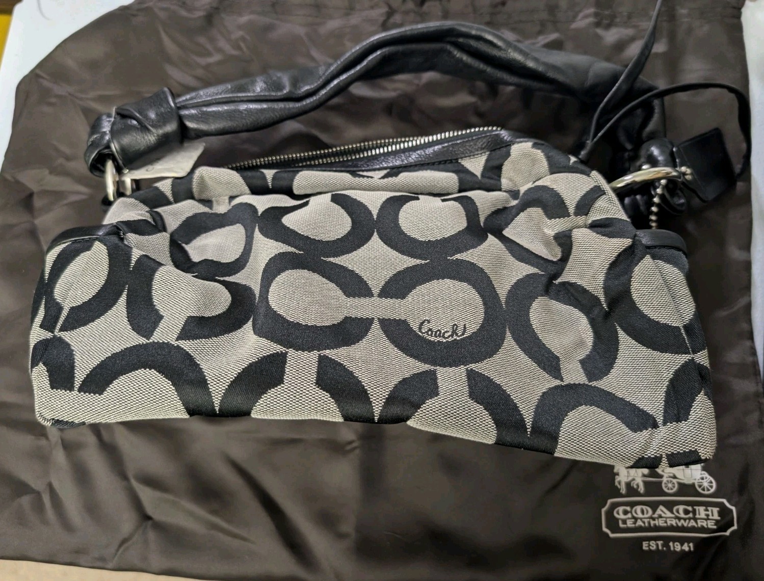 NWT Y2K Coach Parker 13439 Op-Art Hobo Shoulder Bag - Black/Grey Oversized