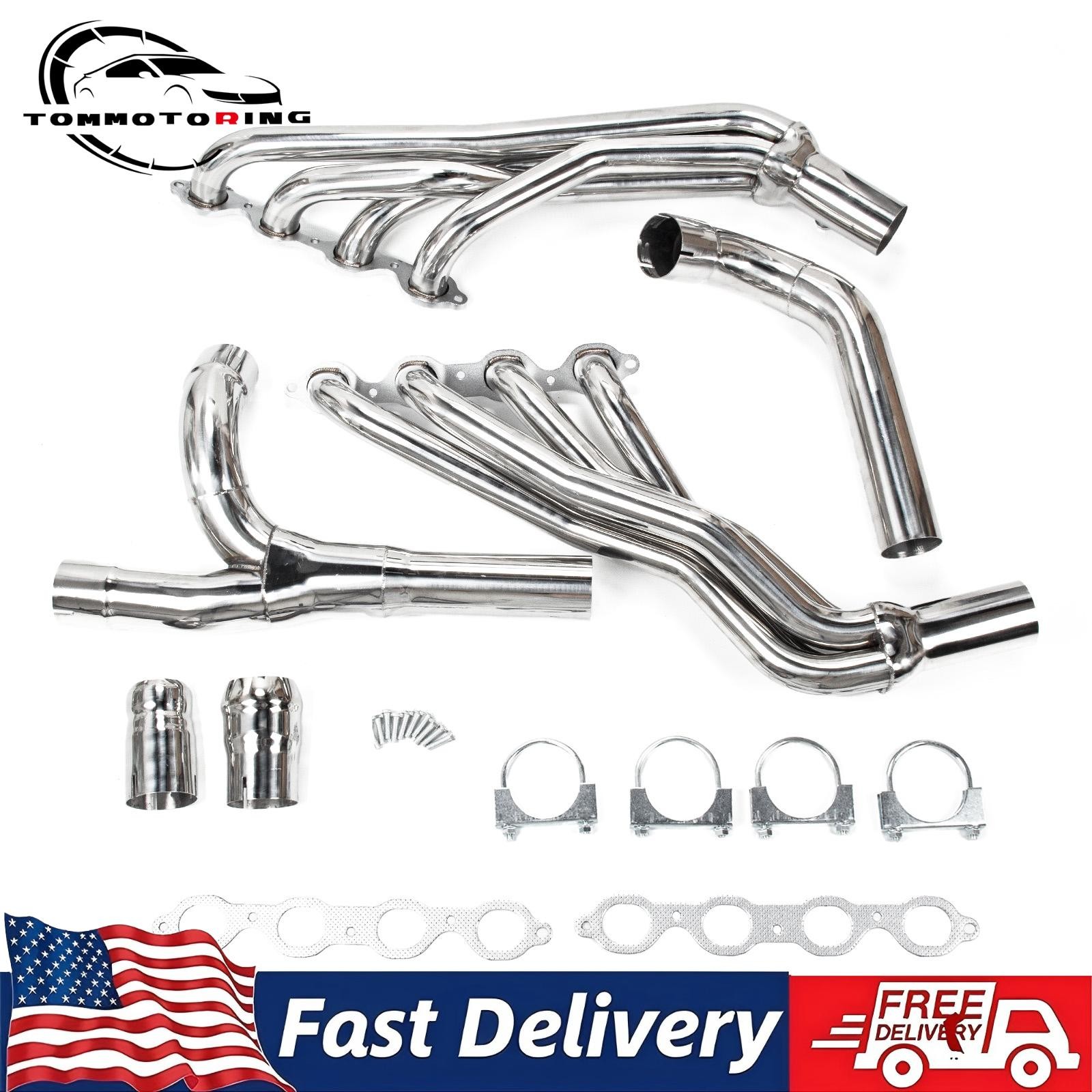 Exhaust Headers W/Y Pipe Fit 14-17 Escalade Silverado Sierra 5.3L 6.2L Long Tube