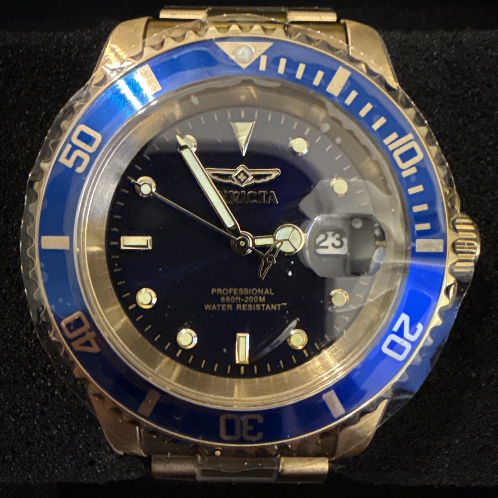 Invicta Men\'s Watch Pro Diver Quartz Blue Dial Yellow Gold Steel Bracelet 26974 Invicta Men\'s Watch Pro Diver Quartz Blue Dial Yellow Gold Steel Bracelet 26974