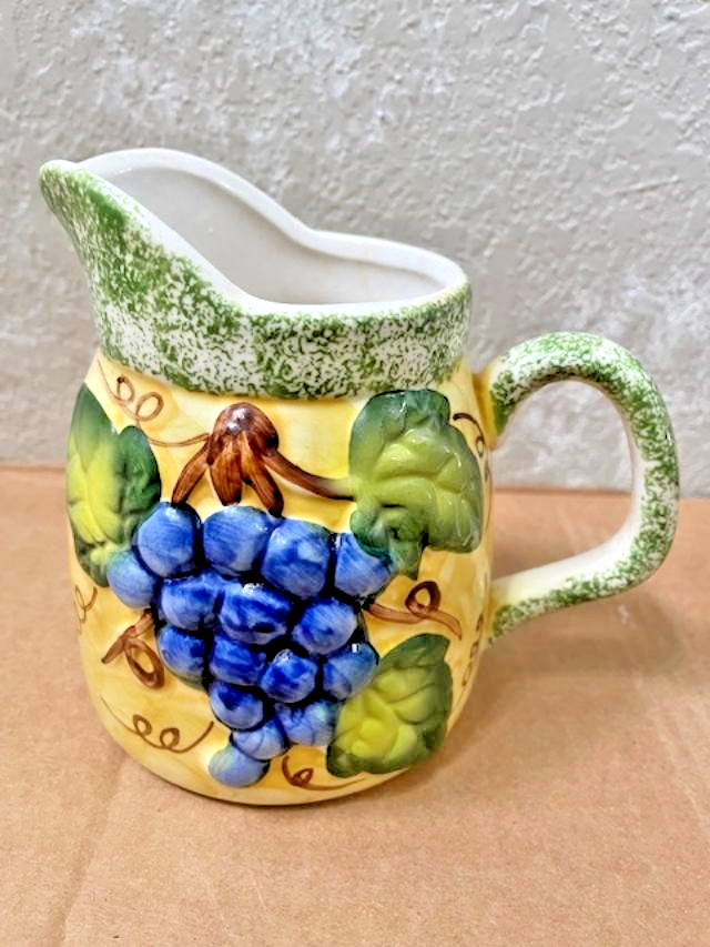 Panware Pitcher Studio Art Pottery 3D Grapes Design. Panware Pitcher Studio Art Pottery 3D Grapes Design.