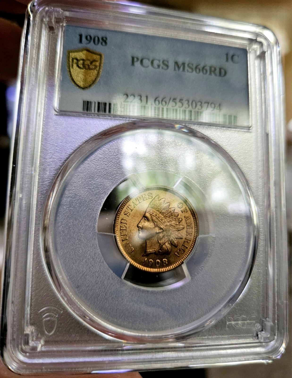 1908-P  Indian Head Cent/Penny - PCGS MS-66 RD 