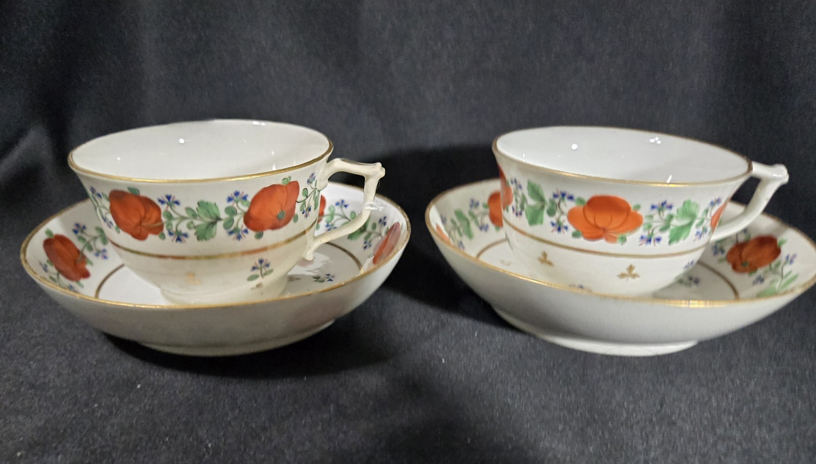 RARE Ant. Early Derby Porcelain Cups Saucers 1700s Very Old Pattern SEE LAST PIC