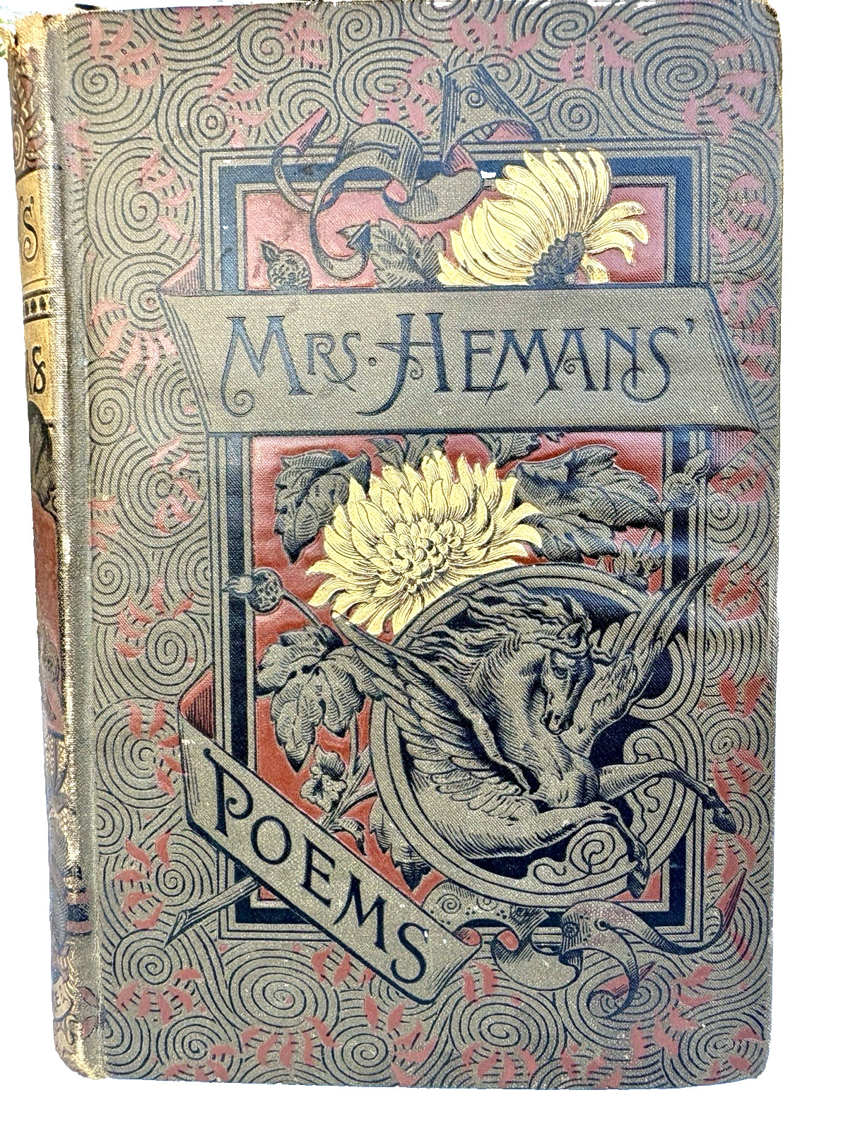 Antique Mrs Heman\'s Poetical Works Gilt Pegasus Aeg Belford Clarke Victorian1880