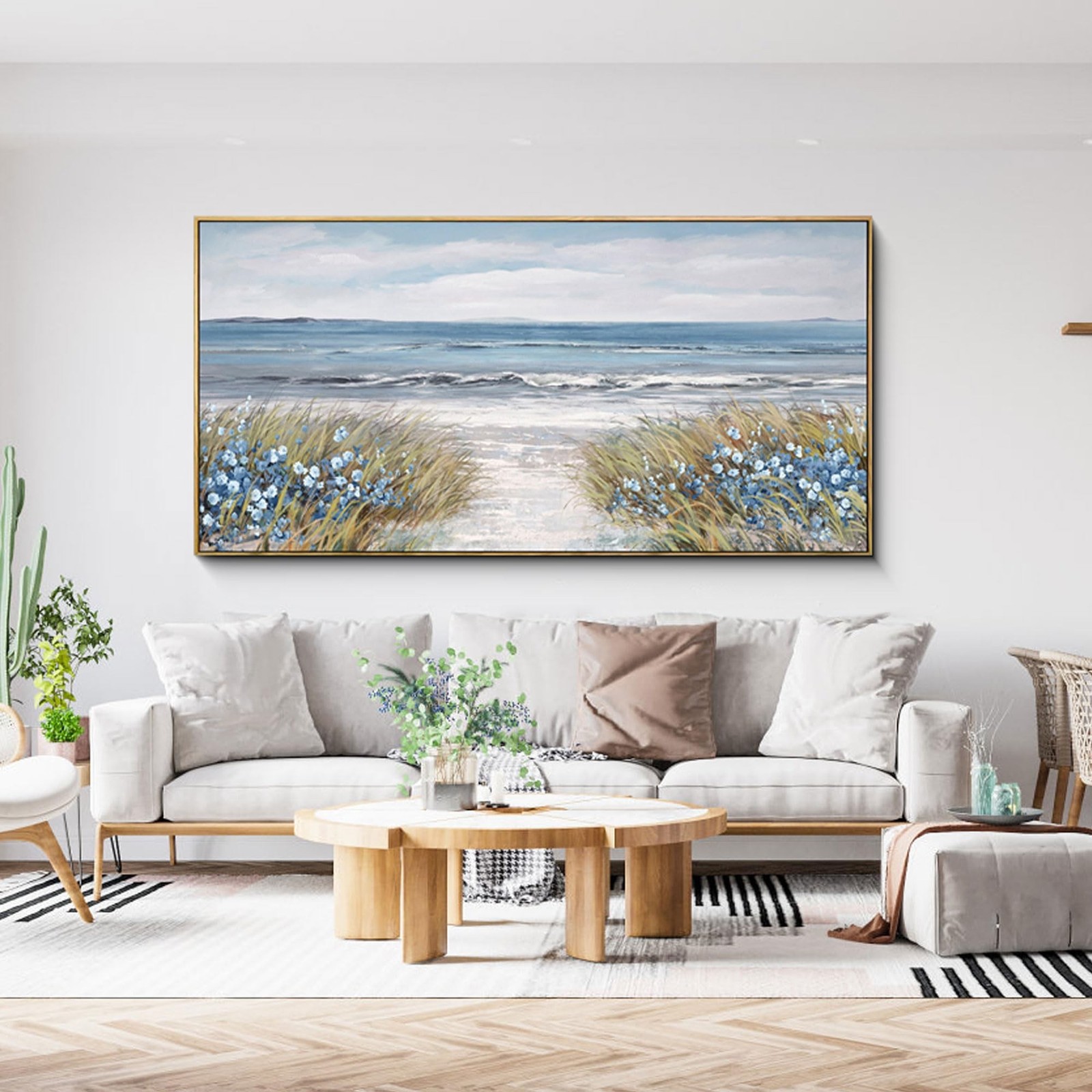 XLSJERST Large Framed Wall Art for Living Room Decor - Farmhouse Boho Beach C...