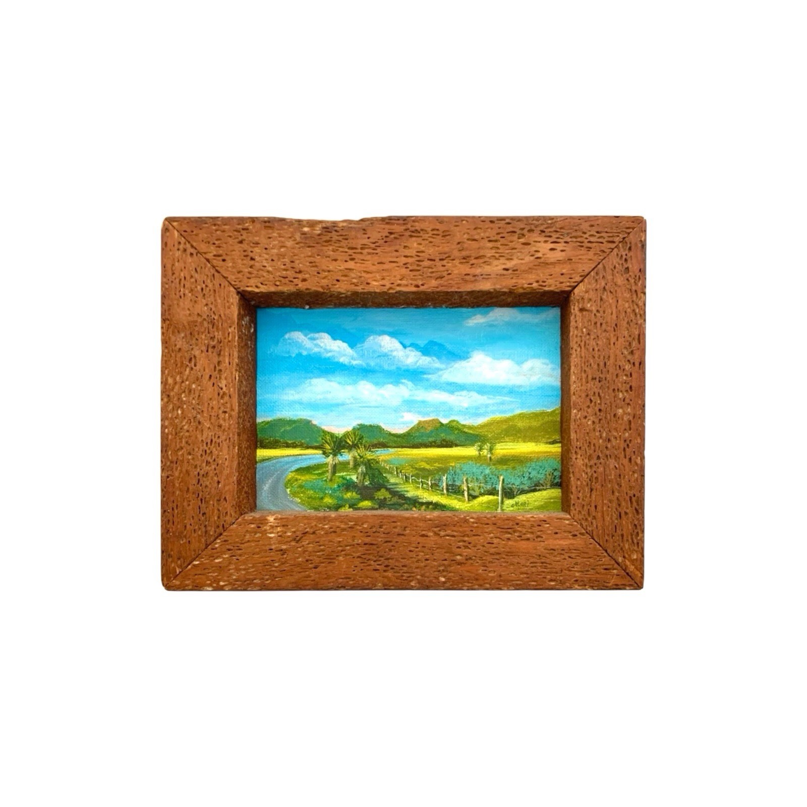 Painting Desert Scene Oil on Board Original Signed Mari Vintage Western Decor