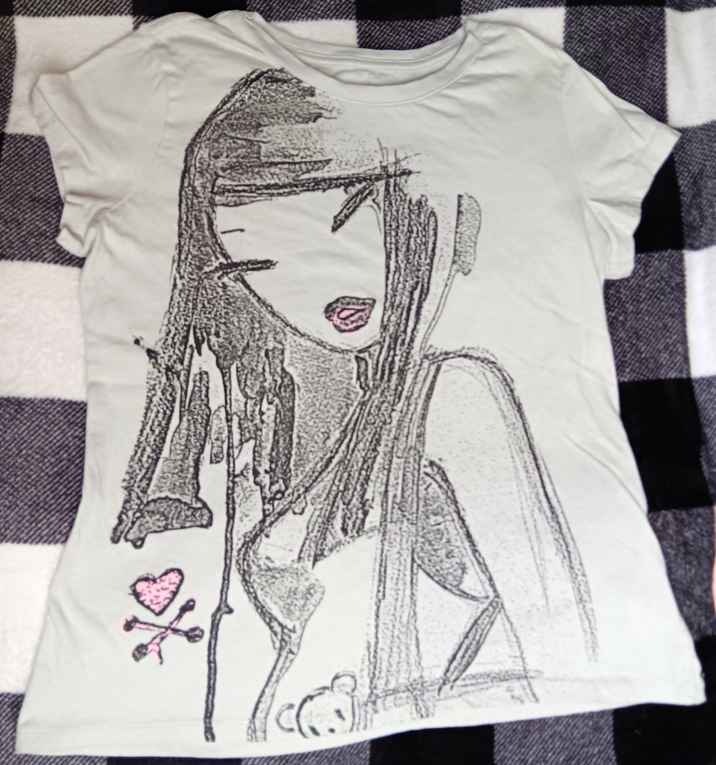 Vintage Y2k Era, Tokidoki Women’s Graphic T-Shirt, Charcoal Line-art Style