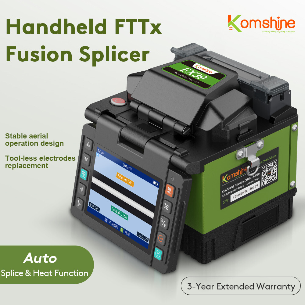 KomShine EX39 Newest Fiber FTTX Fusion Splicer 0.01dB Loss. 8s Splice; 18s Heat