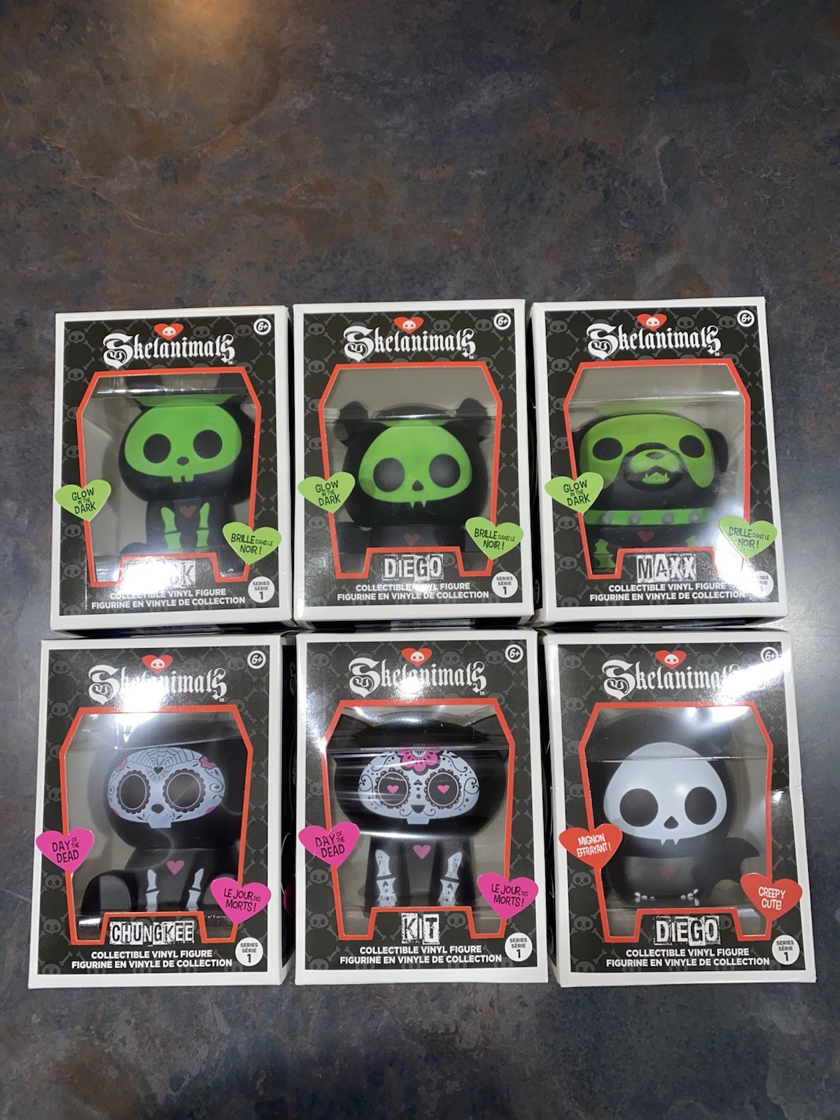 6 SET- Skelanimals Vinyl Figures NEW Series 1 JACK,DIEGO,MAXX,CHUNGKEE,KT,DIEGO