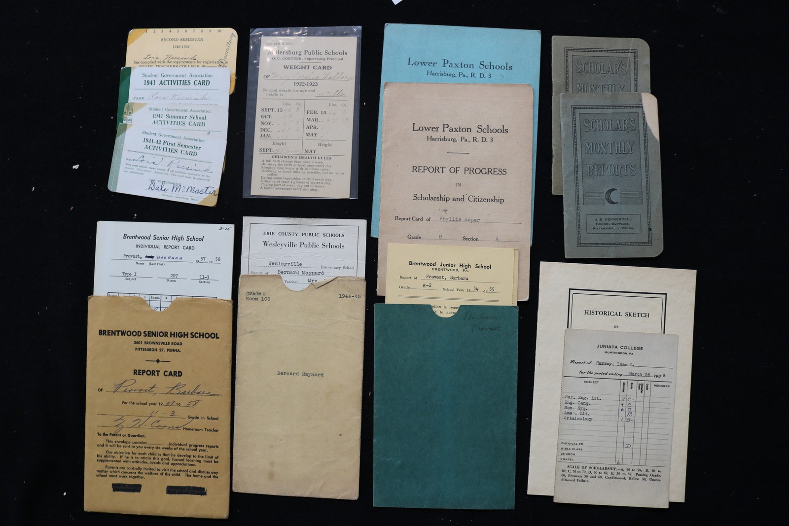 1920\'S-1950\'S PENNSYLVANIA SCHOOLS EPHEMERA LOT - K 4130