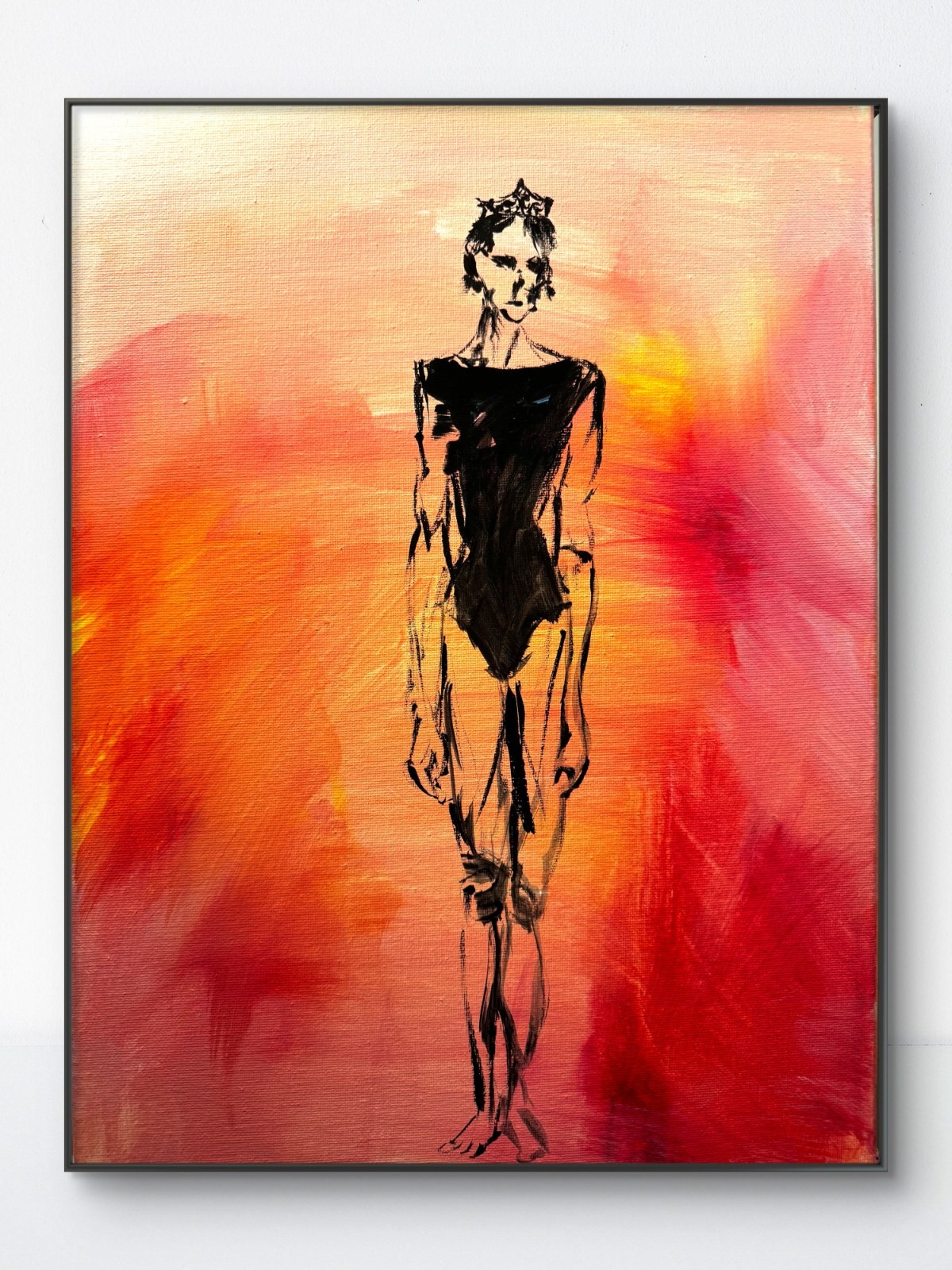 SAMATOWIC Original 12x16 Expressionist Figure Crown Bodysuit Painting Signed
