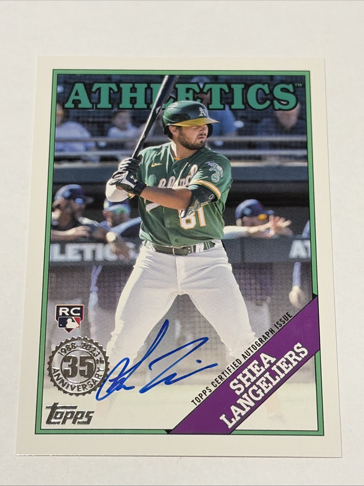 Topps 2023 Series 1 1988 Topps Auto Shea Langeliers #88BA-SL RC A’s