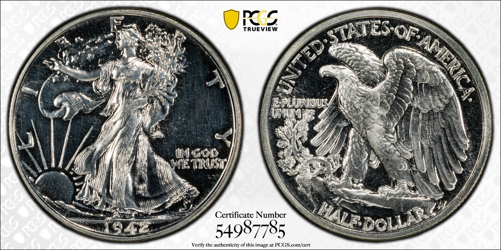 1942 50C WALKING LIBERTY HALF DOLLAR PROOF PCGS PR61 JUST GRADED