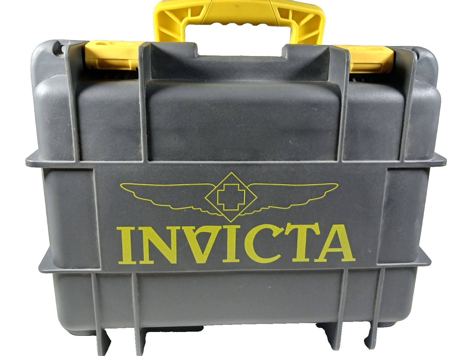 Invicta Eight 8 Slot Impact Gray and Yellow Watch Storage Box Collector Case