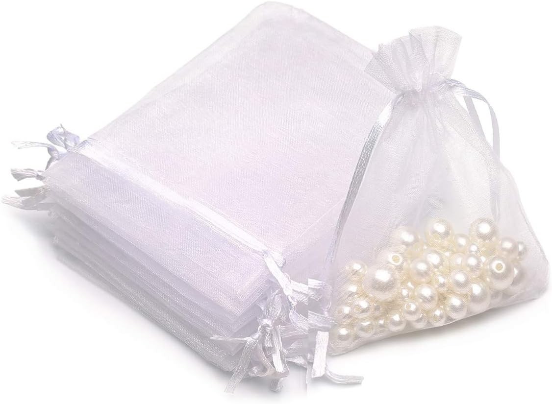 3X4 inch (usable size: 3 x 2.9 inches) Elegant Jewelry Pouches (White), 50PCS