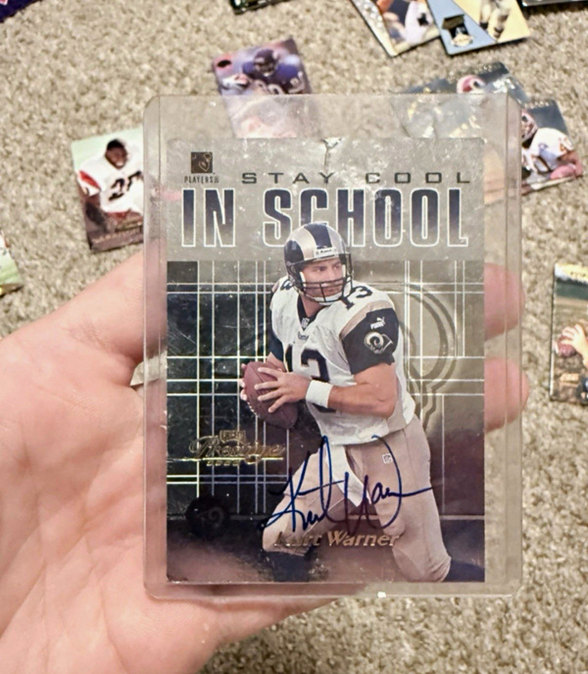 2000 Playoff Stay Cool in School Insert Kurt Warner St. Louis Rams Prestige 2000 Playoff Stay Cool in School Insert Kurt Warner St. Louis Rams Prestige