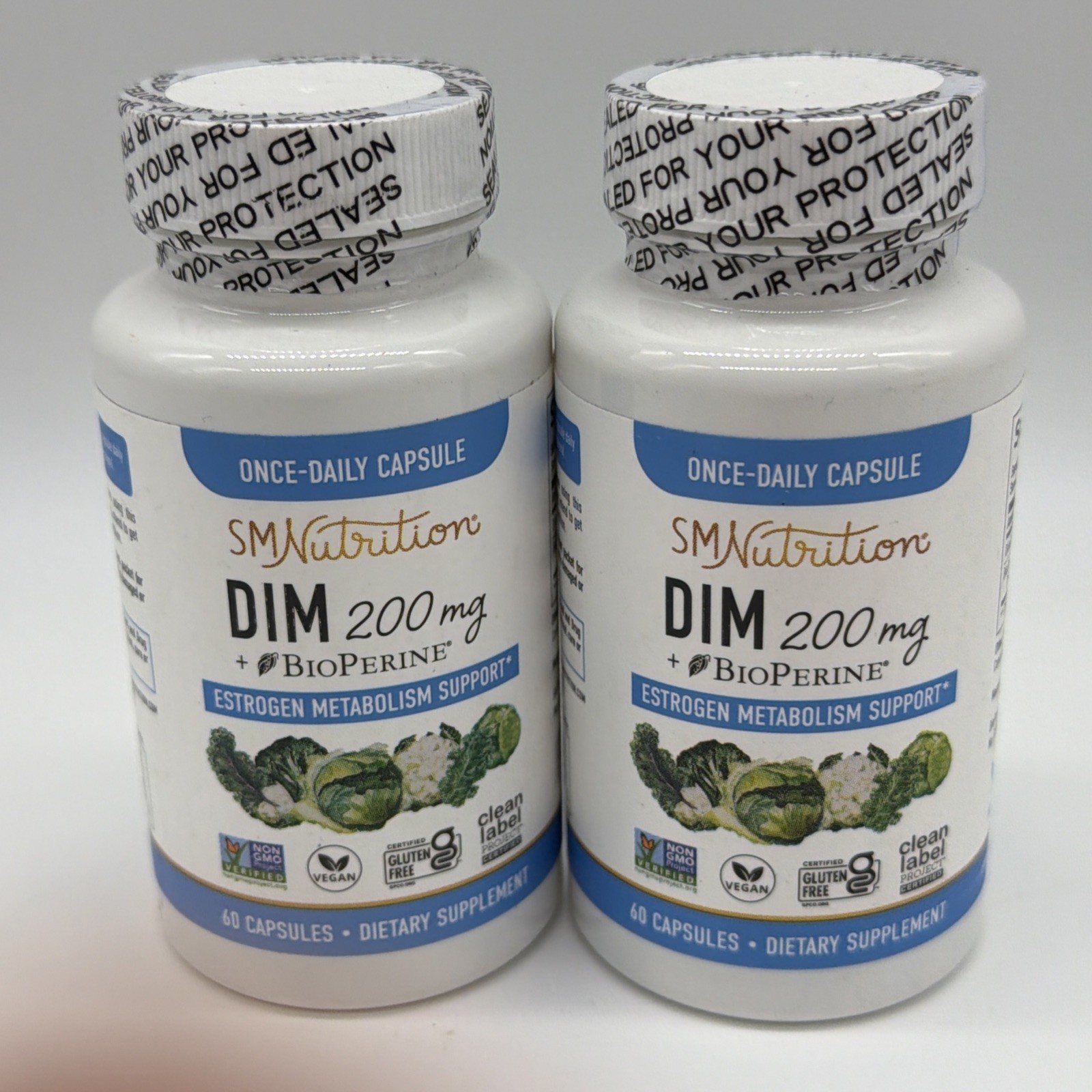 (2) SM Nutrition DIM 200mg w/BioPerine 60 capsules/ea NEW Exp 10/2026 (2) SM Nutrition DIM 200mg w/BioPerine 60 capsules/ea NEW Exp 10/2026