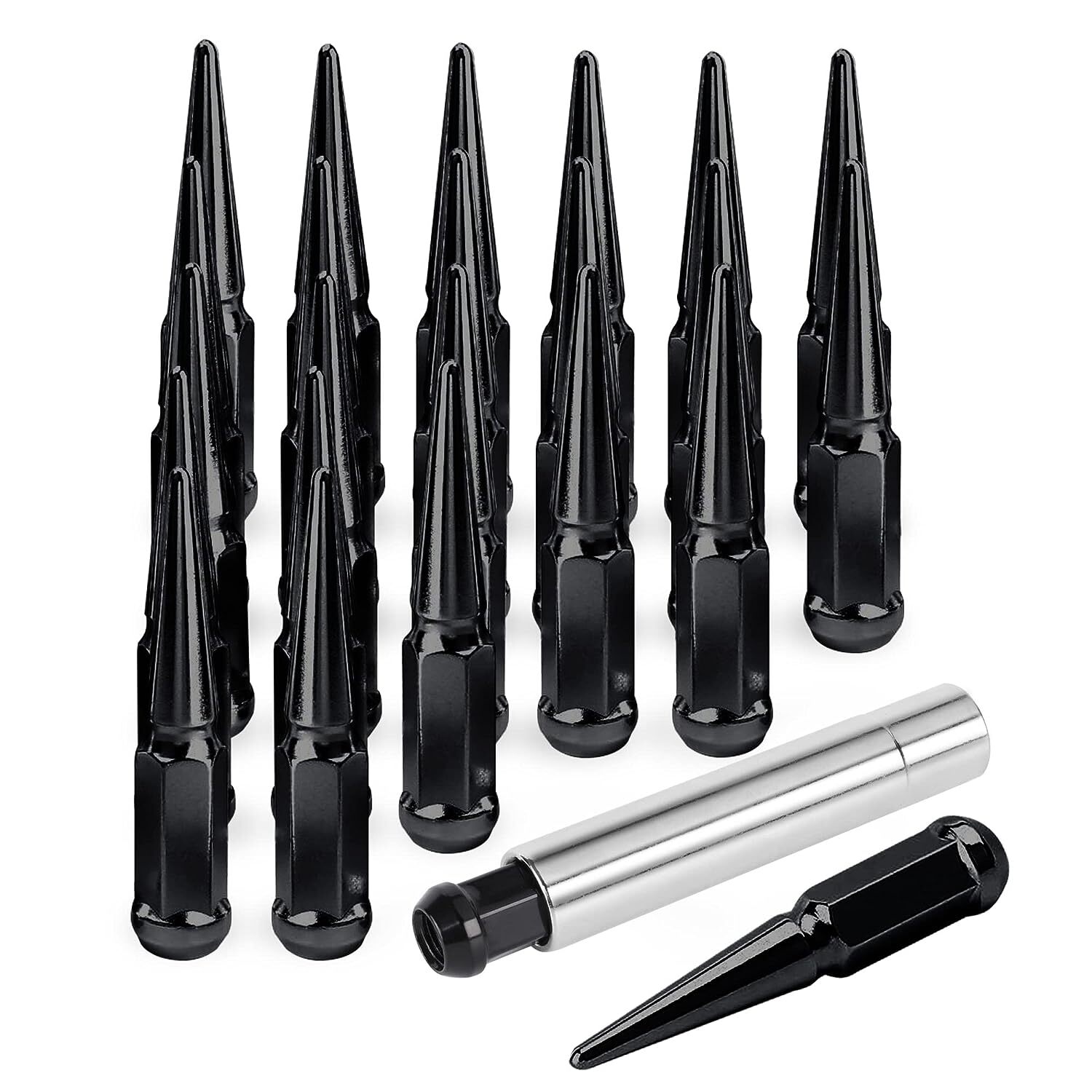 24 PCS black Spike Lug Nuts 14x1.5 For Chevy Silverado Tahoe 4.4