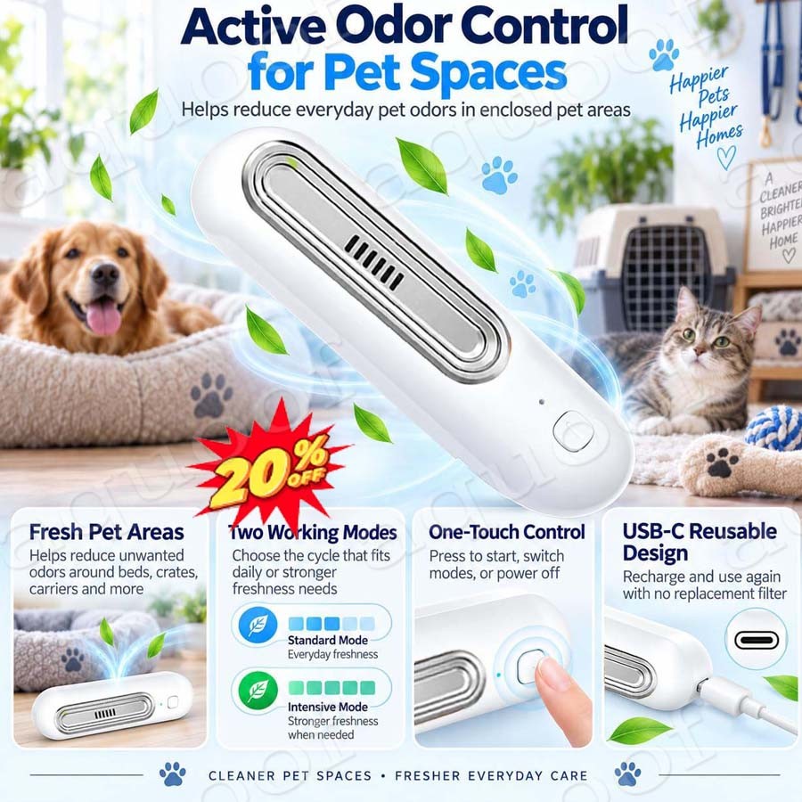Ozofreshen Pet Odor Eliminator, Rechargeable Portable Deodorizer for Pets~20%Off