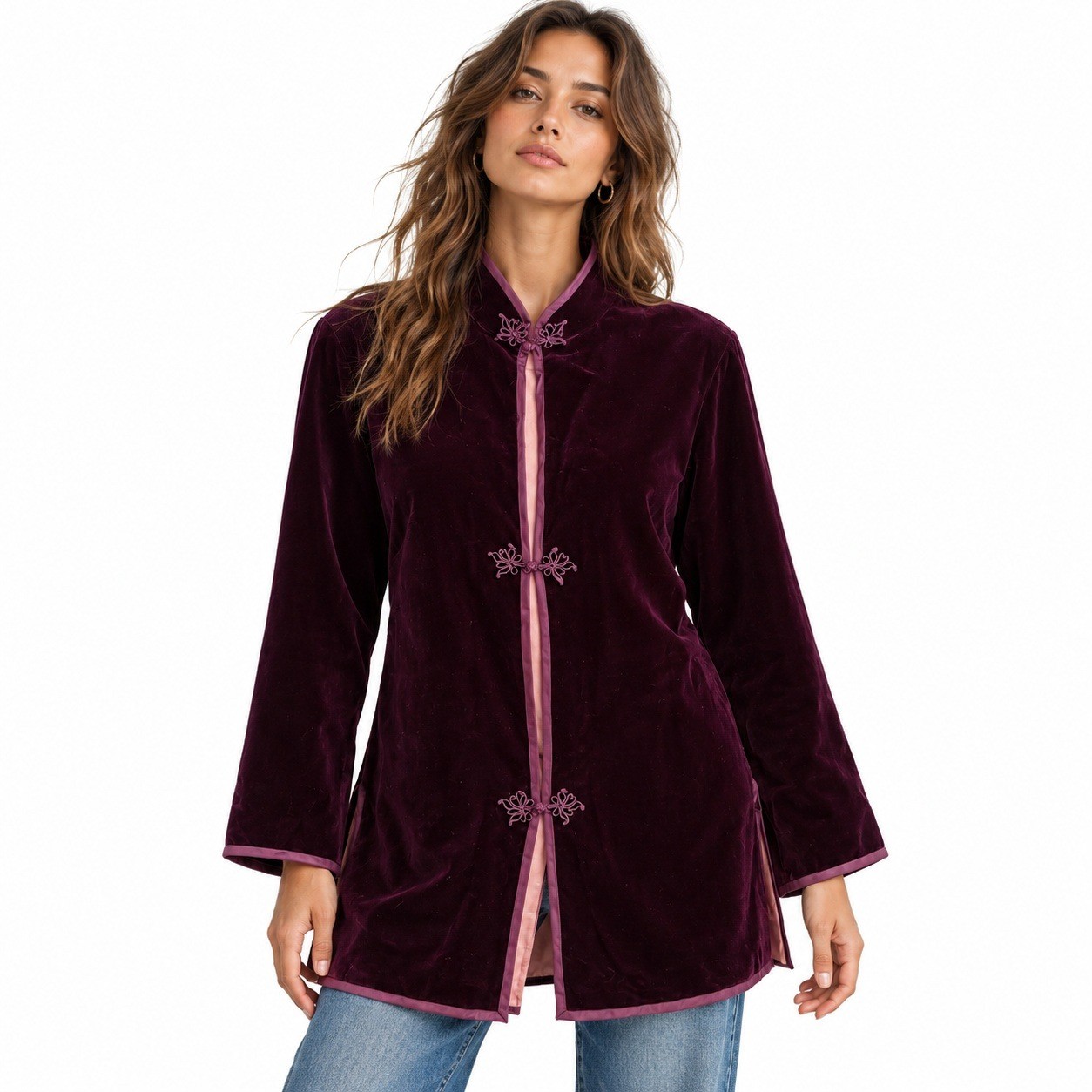 VTG Velvet Jacket Small Frog Closure Burgundy Vamp Dark Romantic Fairy Grunge VTG Velvet Jacket Small Frog Closure Burgundy Vamp Dark Romantic Fairy Grunge