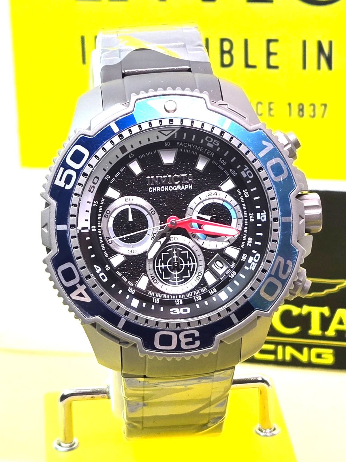 Invicta Commander TI-22 Titanium Mens Watch 48mm Double Blue w/ Black Dial NEW