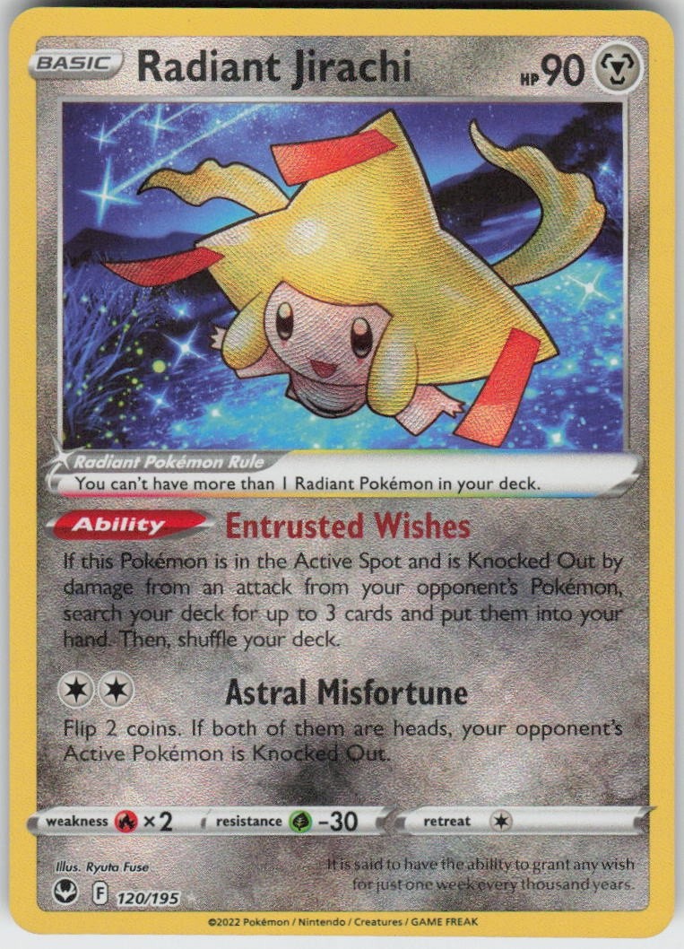 Radiant Jirachi 120/195 Radiant Rare Silver Tempest Near Mint