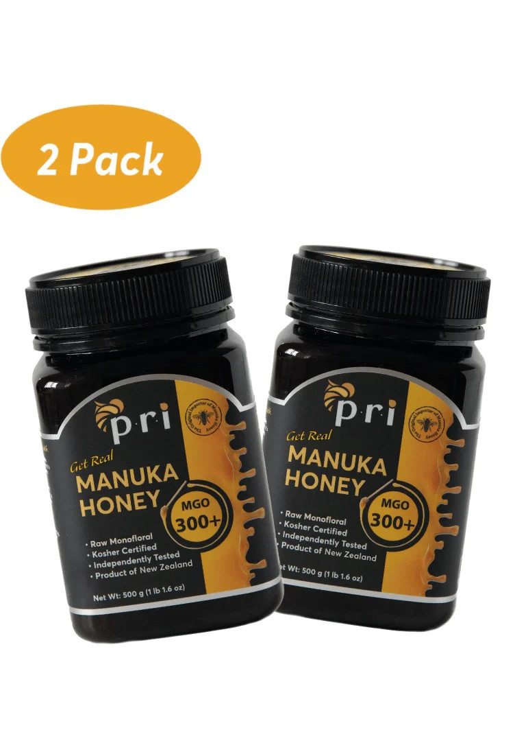 P.R.I New Zealand Raw Manuka Honey MGO 300+ Net Wt: 500 g 1 lb 1.6 oz (2 PACK)