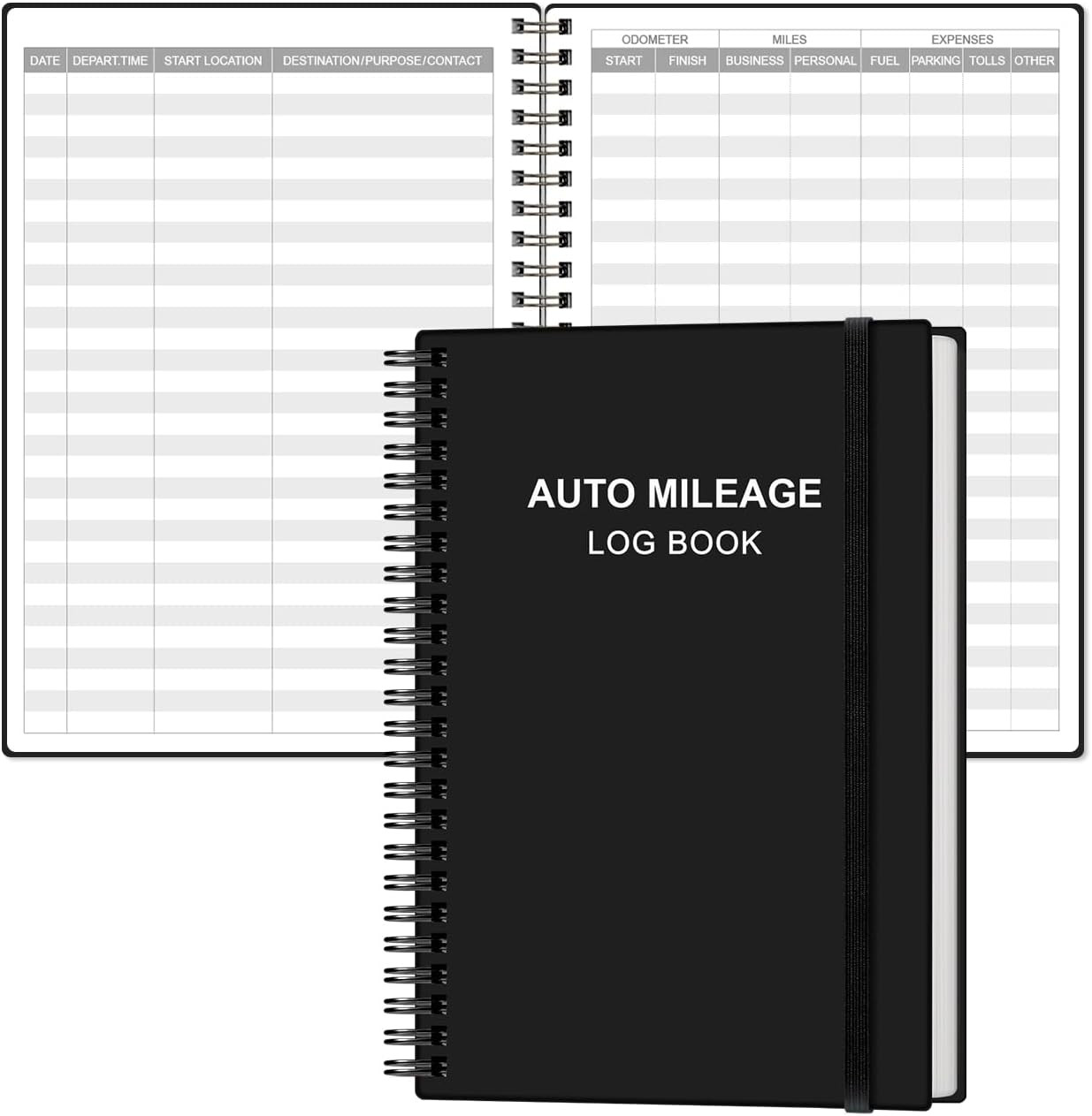 AT-A-GLANCE Auto Mileage Log Book Black